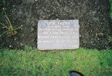 The first memorial plaque to the victims of Deir Yassin: Kelvingrove Art Gallery and Museum, 9-4-88.